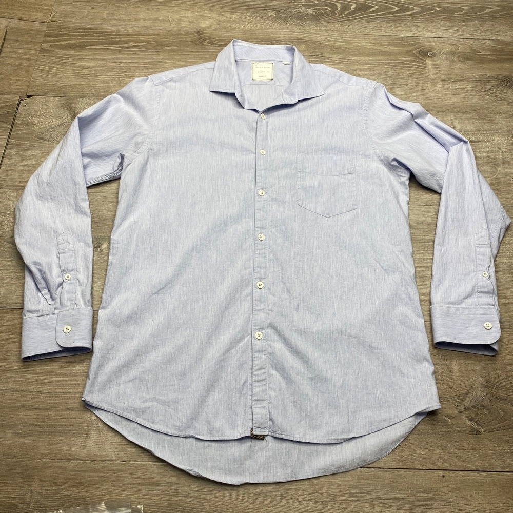 Billy Reid Shirt Mens L Blue Linen Blend Standard Cut Button Down Long Sleeve